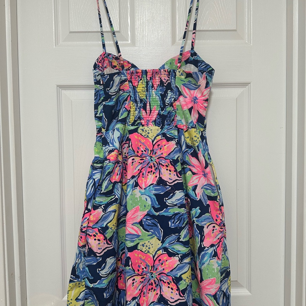Lilly Pulitzer Easton Dress 4 Capri Soleil Nauti Navy Fit Flare Floral Sundress - Picture 2 of 16